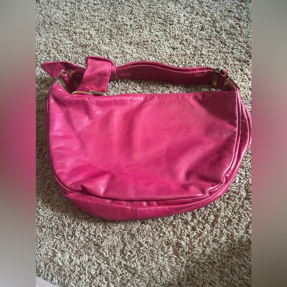 Badgley mischka hot pink leather bag